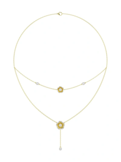 Marchesa Halo Flower Yellow Gold Necklace In Yellow Gold
