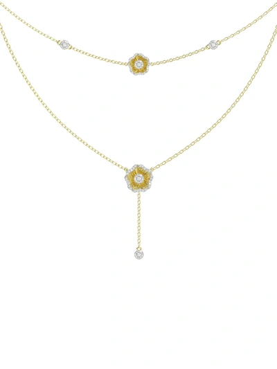 Marchesa Halo Flower Yellow Gold Necklace In Yellow Gold