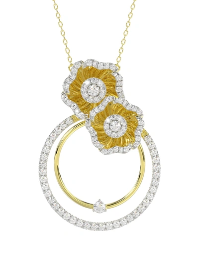 Shop Marchesa Halo Flower Yellow Gold Pendant Necklace