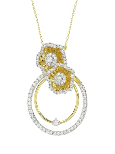 Shop Marchesa Halo Flower Yellow Gold Pendant Necklace