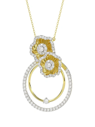 Marchesa Halo Flower Yellow Gold Pendant Necklace In Yellow Gold