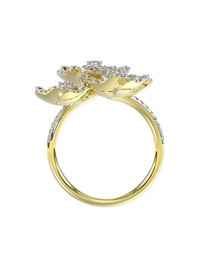 Marchesa 18kt Yellow Gold Halo Flower Diamond Ring In Yellow Gold