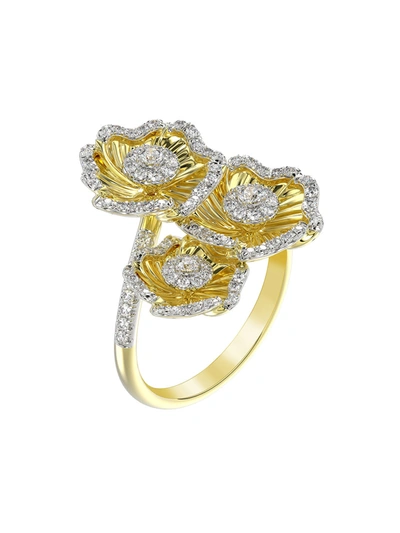Marchesa 18kt Yellow Gold Halo Flower Diamond Ring In Yellow Gold