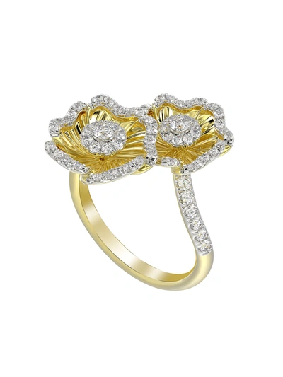 Marchesa Halo Flower Yellow Gold Ring In Yellow Gold