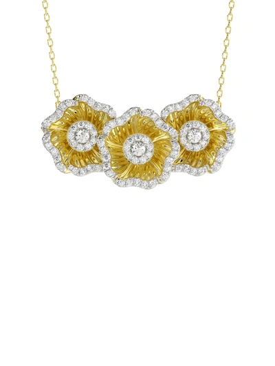 Shop Marchesa Halo Flower Yellow Pendant Necklace In Yellow Gold