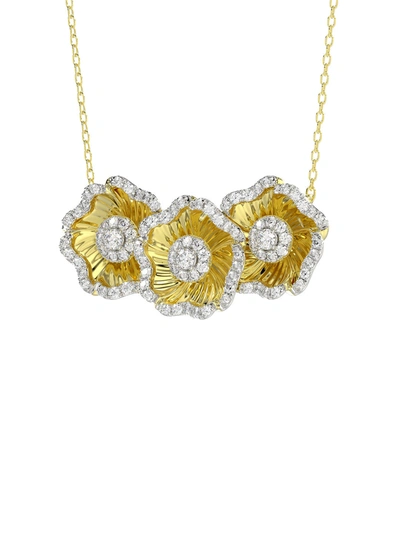 Shop Marchesa Halo Flower Yellow Pendant Necklace In Yellow Gold