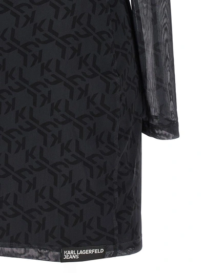 Shop Karl Lagerfeld 'mesh Monogram' Dress In Black