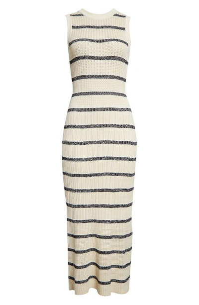 Shop Ramy Brook Ryan Sleeveless Sweater Dress In Sandstone Combo Feeder Stripe