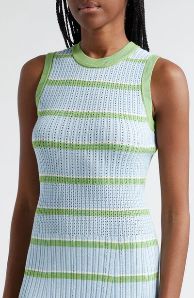 Shop Ramy Brook Ryan Sleeveless Sweater Dress In Green Blue Quarts Stripe