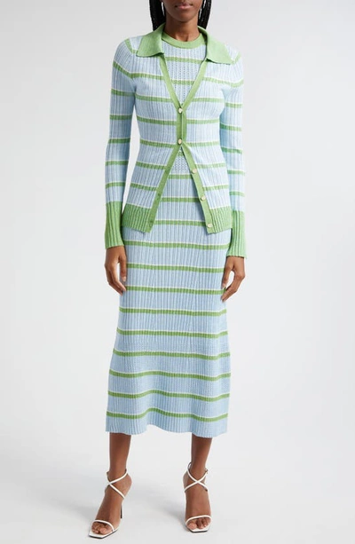 Shop Ramy Brook Ryan Sleeveless Sweater Dress In Green Blue Quarts Stripe