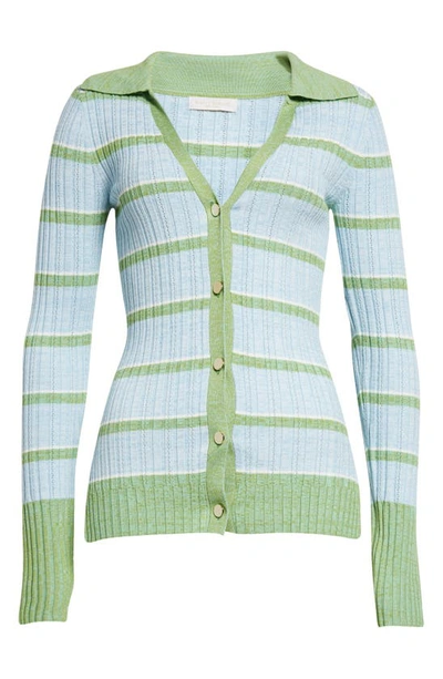 Shop Ramy Brook Raya Stripe Sweater In Green Blue Quarts Stripe