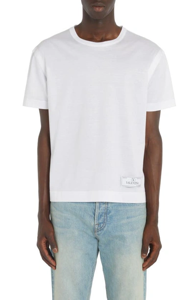 Shop Valentino Maison Label Cotton T-shirt In Bianco