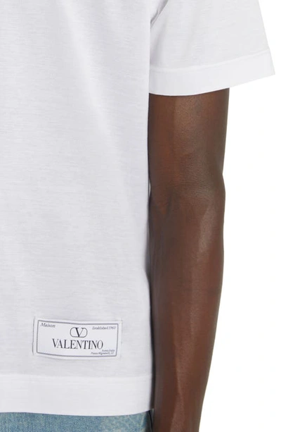 Shop Valentino Maison Label Cotton T-shirt In Bianco