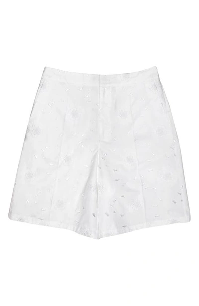Shop Valentino Eyelet Embroided Bermuda Shorts In Bianco