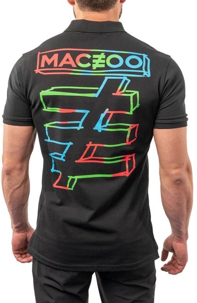 Shop Maceoo Cotton Graphic Polo In Black