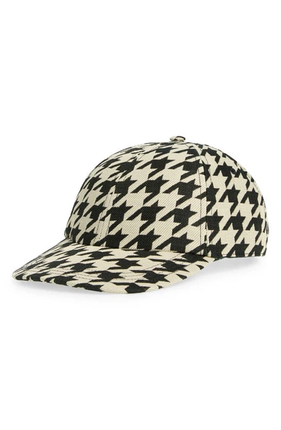 Shop Burberry Houndstooth Twill Baseball Cap In Ivy