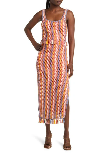 Shop Saylor Aule Sleeveless Crochet Midi Dress In Multi