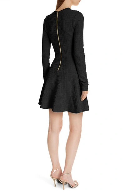 Shop Givenchy 4g Jacquard Knit Long Sleeve Minidress In Black