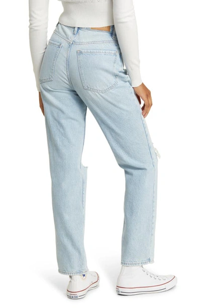 Shop Pacsun Joan Ripped High Waist Straight Leg Dad Jeans In Joan Blue