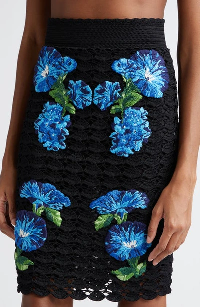 Shop Dolce & Gabbana Bluebell Floral Embroidered Crochet Skirt In N0000nero