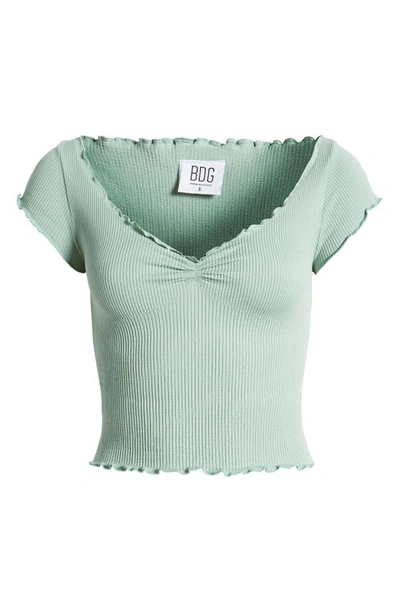 Shop Bdg Urban Outfitters Elsie Cap Sleeve Rib Crop Top In Light Green