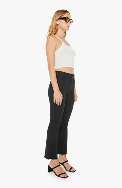 Shop Mother Lil' Hustler High Waist Frayed Hem Ankle Bootcut Jeans In Not Guilty