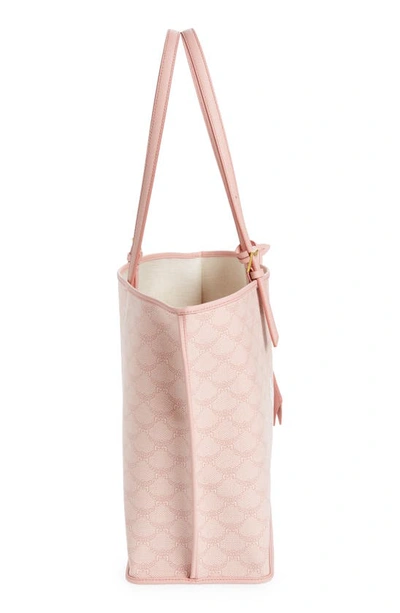 Shop Mcm Himmel Lauretos Coated Canvas Shopper Bag In Silver Pink