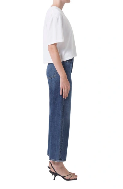 Agolde Wide-leg Denim Trousers With Metal Buttons In Blue