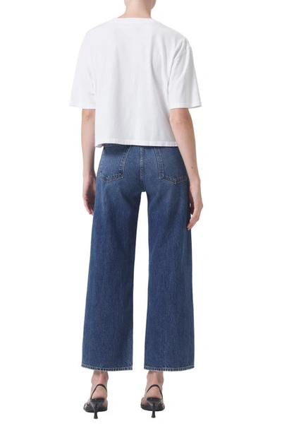 Agolde Wide-leg Denim Trousers With Metal Buttons In Blue