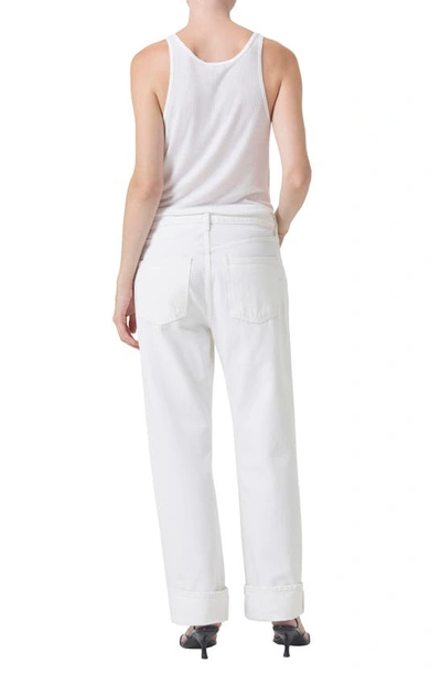 Agolde Fran High Rise Wide Leg Low Slung Cuffed Jeans In Milkshake In Milkshake