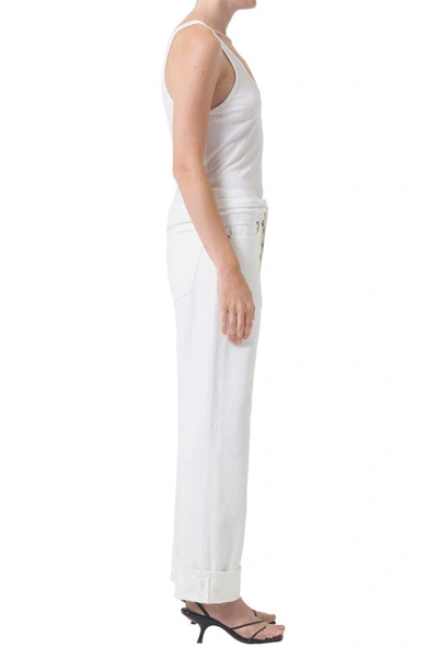 Agolde Fran High Rise Wide Leg Low Slung Cuffed Jeans In Milkshake In Milkshake