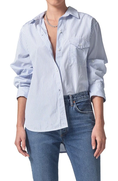 Shop Citizens Of Humanity Shay Stripe Cotton Button-up Shirt In Mashu Stripe