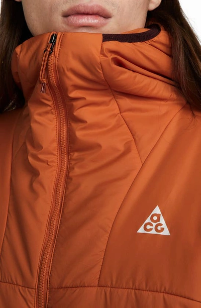 Shop Nike Acg Therma-fit Adv Rope De Dope Water Repellent Insulated Packable Jacket In Campfire Orange/ Summit White