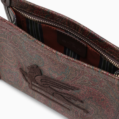 Shop Etro Paisley Clutch Bag In Coated Canvas With Logo