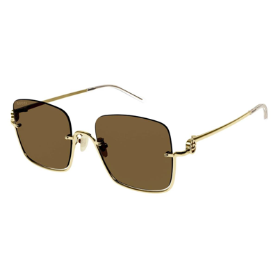 Shop Gucci Brown Square Ladies Sunglasses Gg1279s 002 54 In Brown / Gold