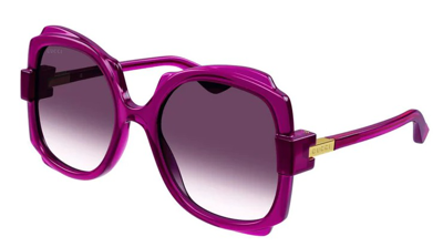 Shop Gucci Violet Gradient Irregular Ladies Sunglasses Gg1431s 003 57