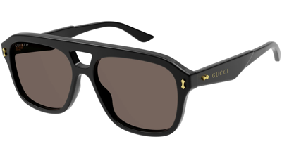 Shop Gucci Polarized Brown Navigator Mens Sunglasses Gg1263s 002 57