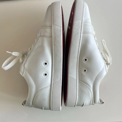 Pre-owned Christian Louboutin Rantulow White Leather Lace Up Sneakers, 42
