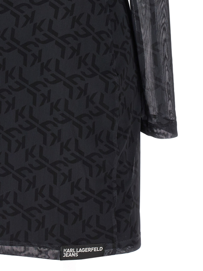 Shop Karl Lagerfeld Mesh Monogram Dress In Black