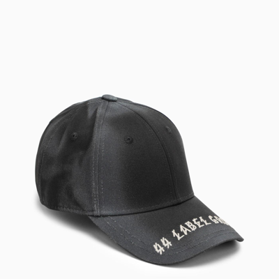 Shop 44 Label Group Black Visor Hat With Logo Embroidery In Nero