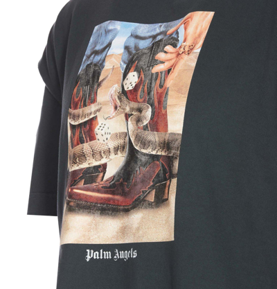 Shop Palm Angels Graphic Printed Crewneck T-shirt In Nero Multicolor