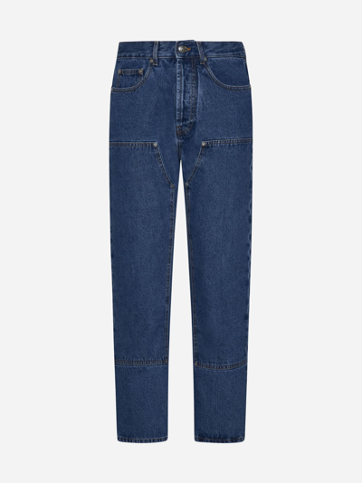 Shop Palm Angels Monogram Workwear Jeans In Blu