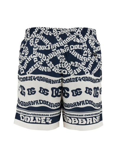 Shop Dolce & Gabbana Marina Printed Swim Shorts In Blu Multicolor