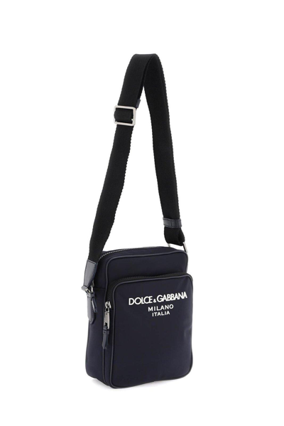 Shop Dolce & Gabbana Logo-printed Zipped Shoulder Bag In Blu