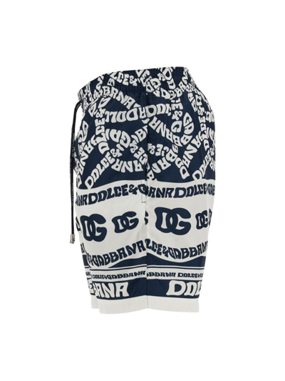 Shop Dolce & Gabbana Marina Printed Swim Shorts In Blu Multicolor