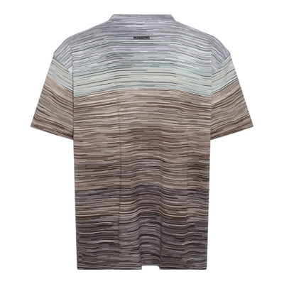 Shop Missoni Short Sleeved Striped Crewneck T-shirt In Beige