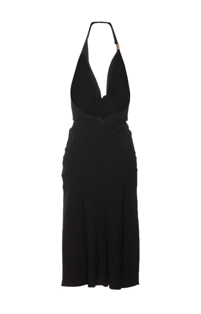 Shop Elisabetta Franchi Logo Jacquard Midi Dress In Black