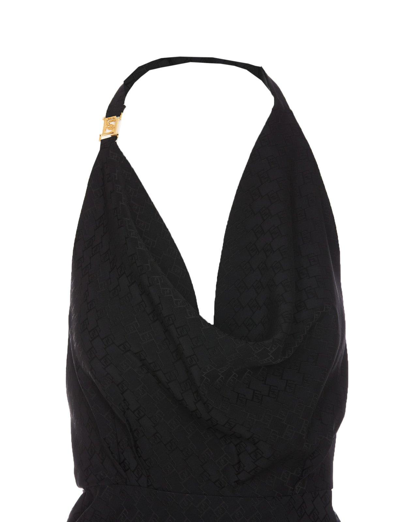 Shop Elisabetta Franchi Logo Jacquard Midi Dress In Black
