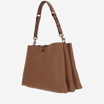 Shop Tod's Medium T Timeless Logo Plaque Tote Bag In Cuoio