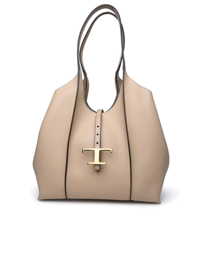 Shop Tod's T Timeless Shopping Bag In Beige